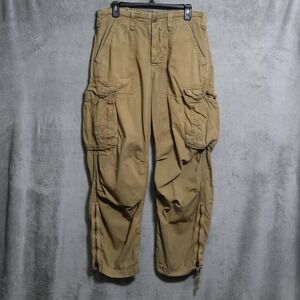 Vintage Abercrombie & Fitch Pants Mens 33x29 Beige Paratrooper Cargo Baggy Y2K